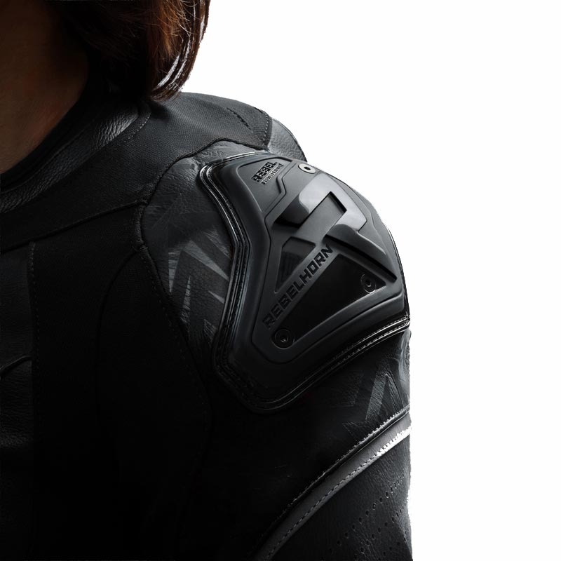 Giacca da moto in pelle da donna Rebelhorn Diva RS nera