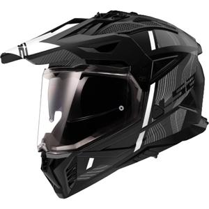 Casco moto enduro LS2 MX702 PIONEER II HILL nero opaco e bianco