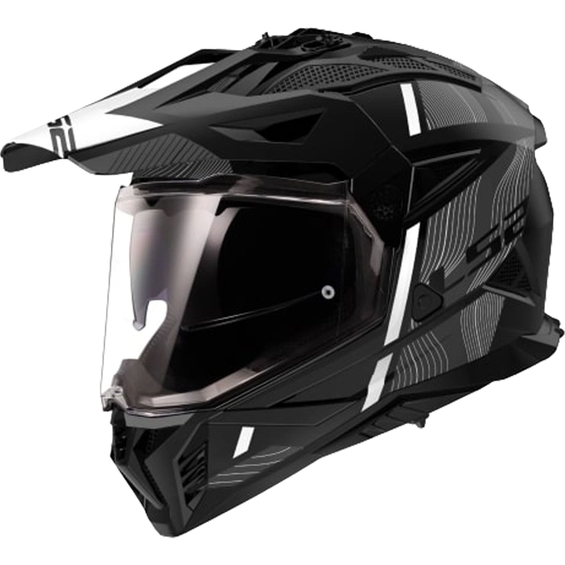 Casco moto enduro LS2 MX702 PIONEER II HILL nero opaco e bianco