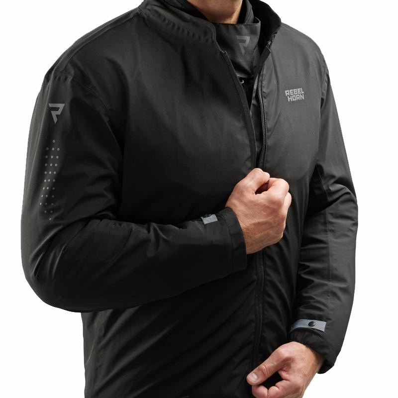 Giacca da motociclista Rebelhorn Hiker IV, nera-grigio scuro-rossa