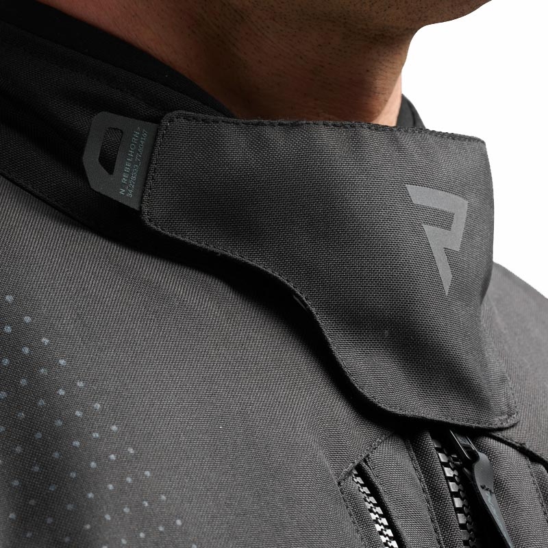 Giacca da motociclista Rebelhorn Hiker IV, nera-grigio scuro-rossa
