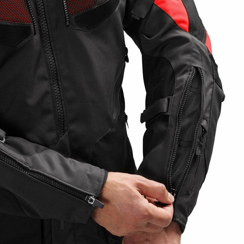 Giacca da motociclista Rebelhorn Hiker IV, nera-grigio scuro-rossa