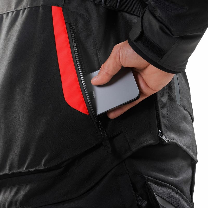 Giacca da motociclista Rebelhorn Hiker IV, nera-grigio scuro-rossa