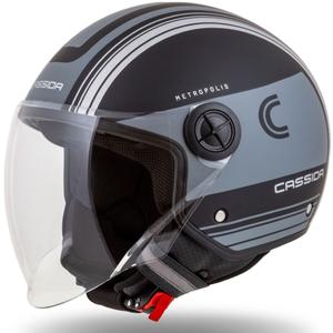 Casco da moto aperto Cassida Handy Metropolis Vision nero-grigio riflettente