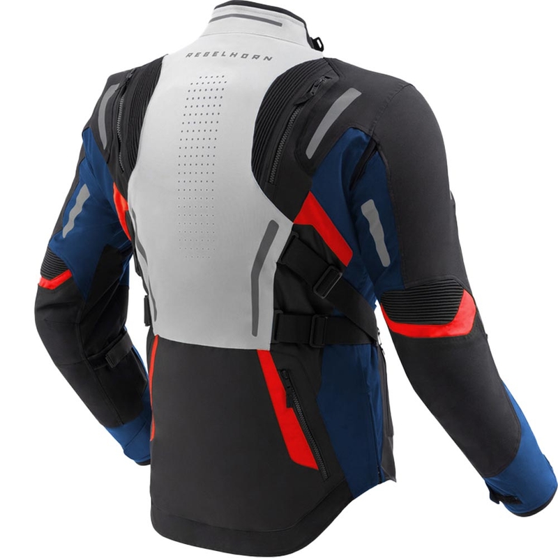 Giacca da motociclista Rebelhorn Hiker IV grigio chiaro-blu-rosso