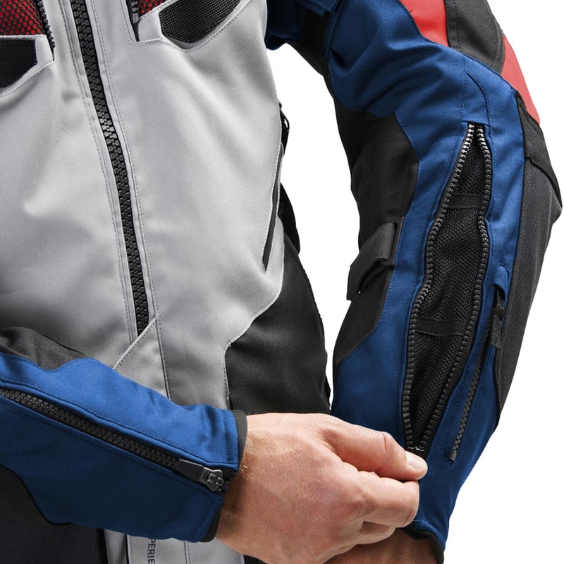 Giacca da motociclista Rebelhorn Hiker IV grigio chiaro-blu-rosso
