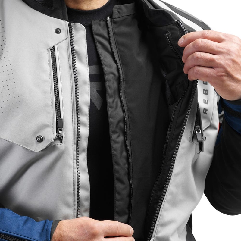 Giacca da motociclista Rebelhorn Hiker IV grigio chiaro-blu-rosso