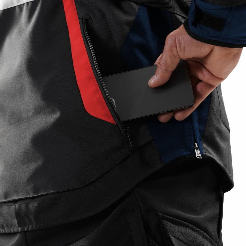 Giacca da motociclista Rebelhorn Hiker IV grigio chiaro-blu-rosso
