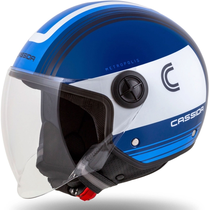 Casco moto aperto Cassida Handy Metropolis blu e bianco