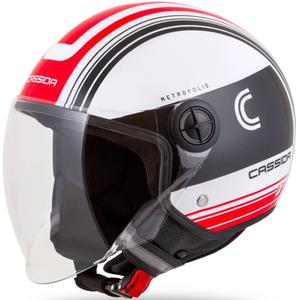 Casco da moto aperto Cassida Handy Metropolis nero-bianco-rosso