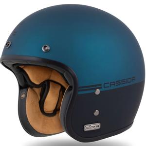 Casco Open Face Cassida Eso Super Hooligan Nero Opaco-Blu Metallizzato
