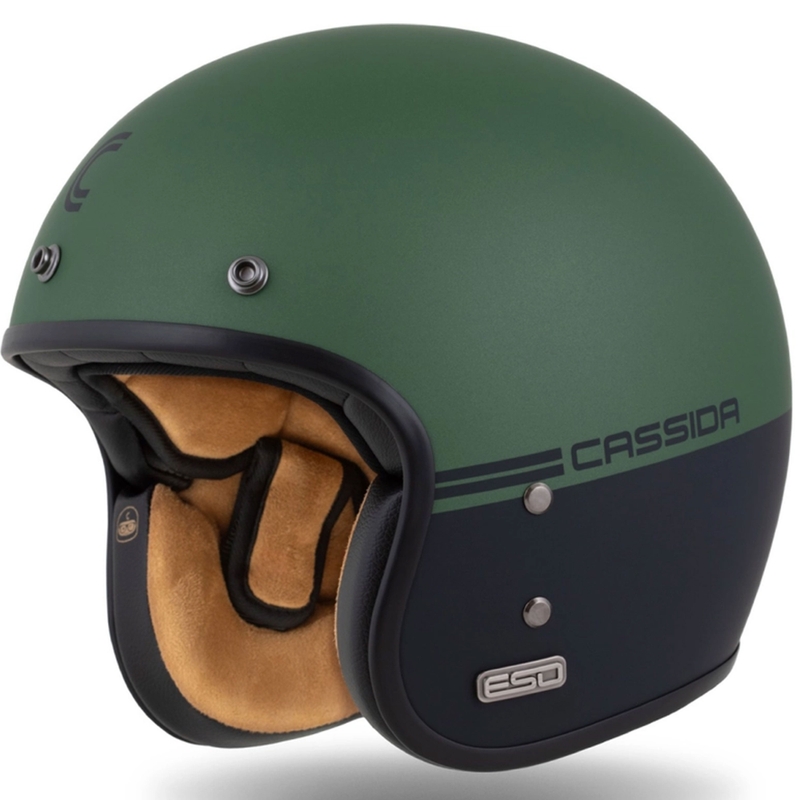 Casco jet Cassida Eso Super Hooligan nero opaco-verde metallizzato