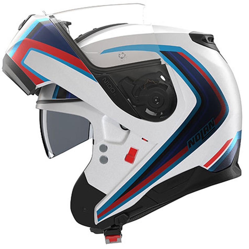 Casco moto apribile Nolan N100-6 Radiante N-COM 358 bianco-grigio-blu