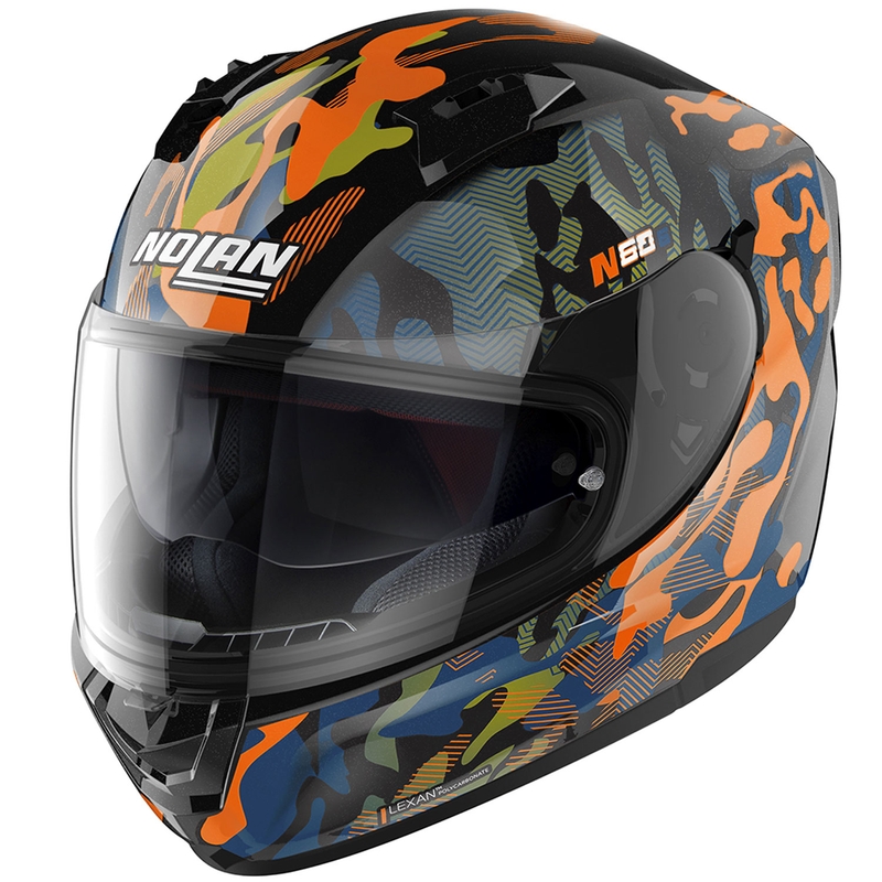 Casco integrale da moto Nolan N60-6 Foxtrot 34 nero-arancione-blu