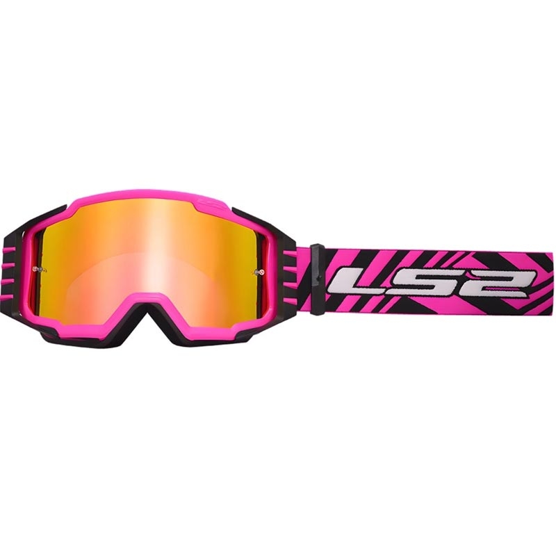 Occhiali da motocross LS2 Charger PRO rosa con plexiglass iridium