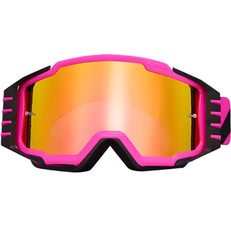 Occhiali da motocross LS2 Charger PRO rosa con plexiglass iridium