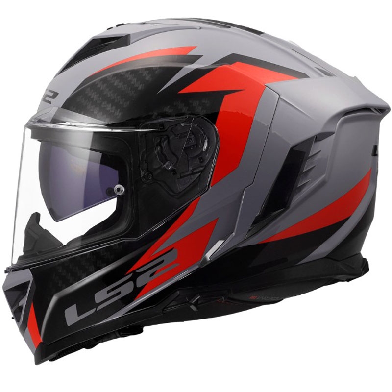 Casco integrale da moto LS2 FF818 Storm III Dynamo grigio-rosso lucido