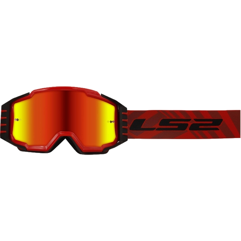 Occhiali da motocross LS2 Charger PRO rosso con plexi all'iridio