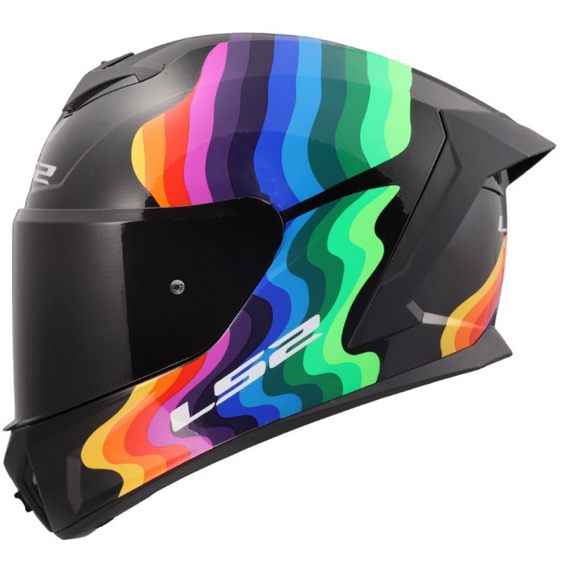 Casco integrale da moto LS2 FF820 Rapid III Flow nero lucido-multicolore
