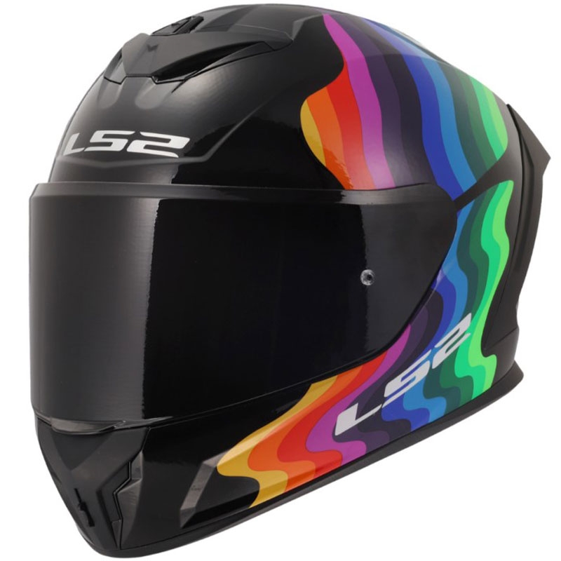 Casco integrale da moto LS2 FF820 Rapid III Flow nero lucido-multicolore