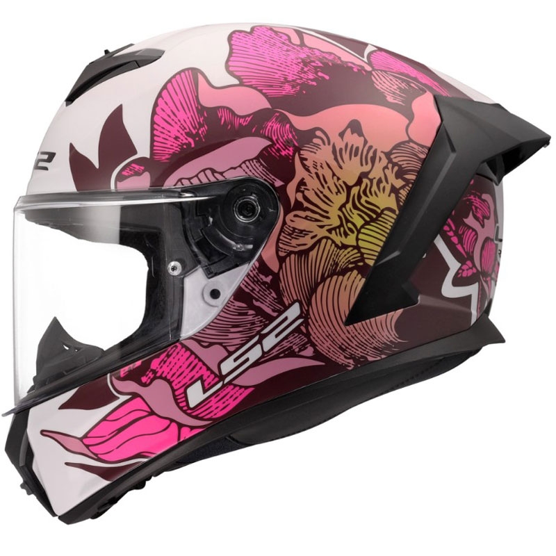 Casco integrale da moto LS2 FF820 Rapid III Poppies II bianco-rosa lucido