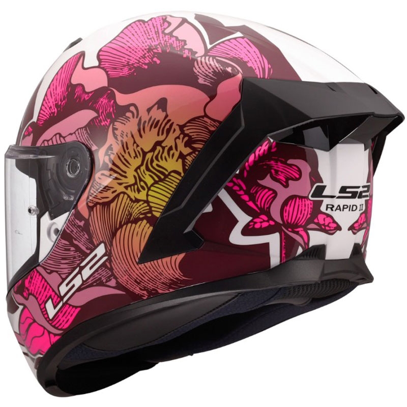 Casco integrale da moto LS2 FF820 Rapid III Poppies II bianco-rosa lucido