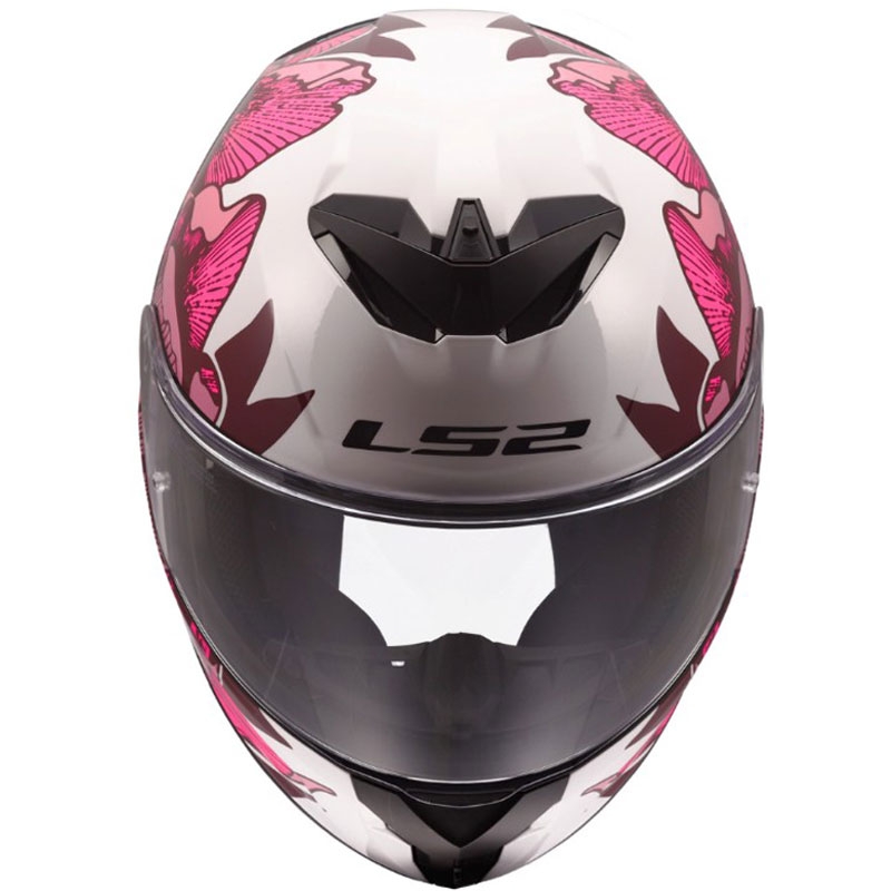 Casco integrale da moto LS2 FF820 Rapid III Poppies II bianco-rosa lucido