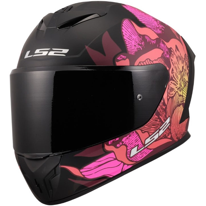 Casco integrale da moto LS2 FF820 Rapid III Poppies II nero opaco-rosa