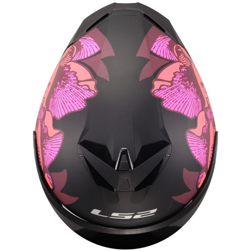 Casco integrale da moto LS2 FF820 Rapid III Poppies II nero opaco-rosa