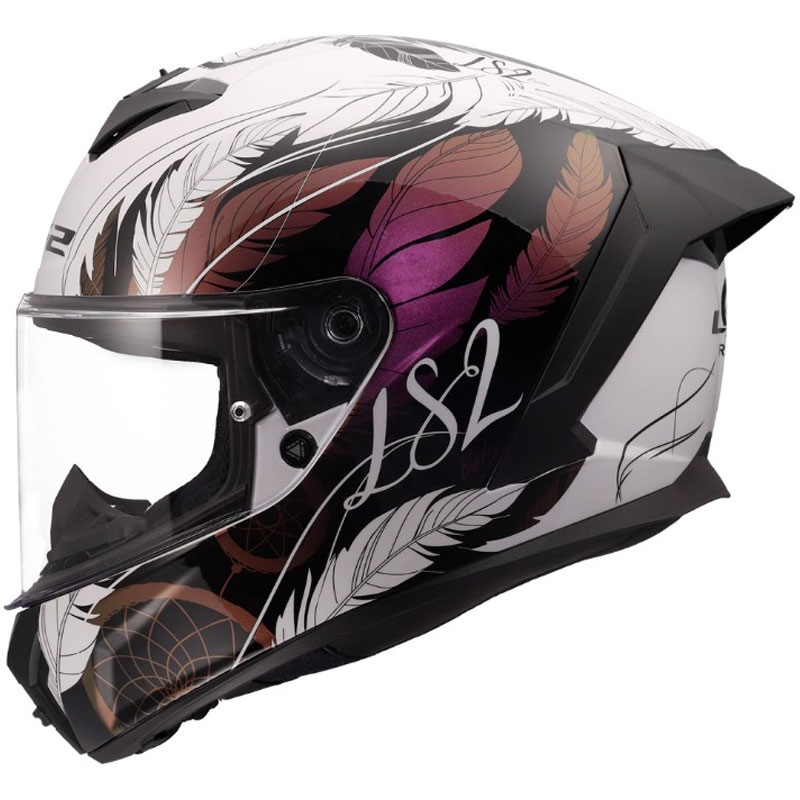 Casco integrale da moto LS2 FF820 Rapid III Boho bianco-nero-rosa lucido