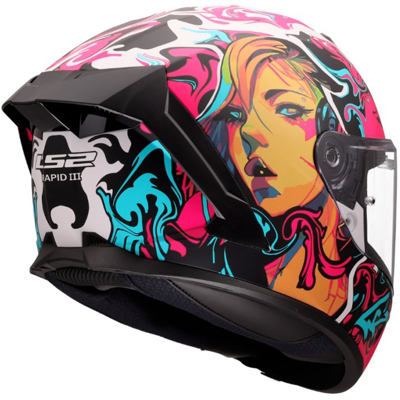 Casco integrale da moto LS2 FF820 Rapid III Cyberg viola-blu-verde opaco