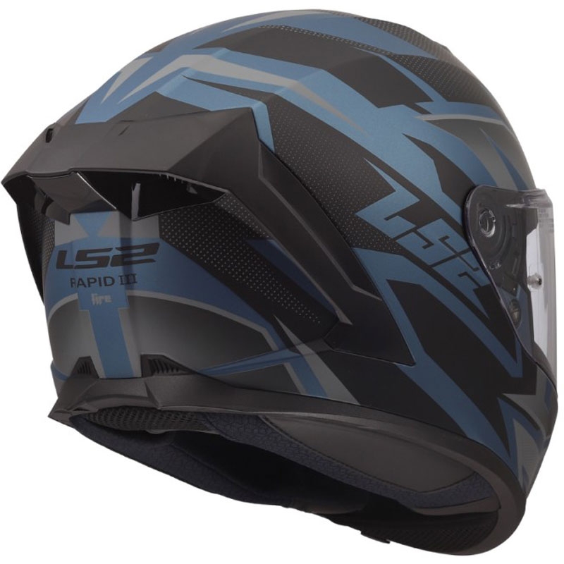 Casco integrale da moto LS2 FF820 Rapid III Xtrem nero opaco-blu-petrolio