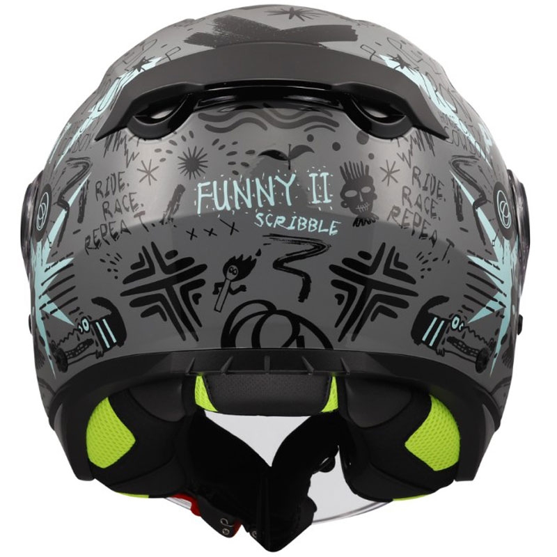 Casco da moto jet per bambini LS2 OF622 Funny II Scribble grigio-blu lucido