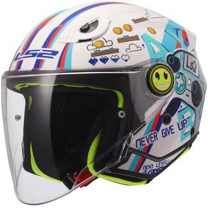 Casco da moto jet per bambini LS2 OF622 Funny II Next Lever bianco lucido
