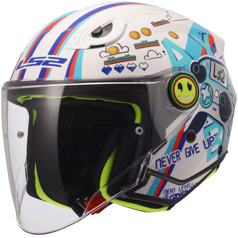Casco da moto aperto per bambini LS2 OF622 Funny II Next Level bianco lucido