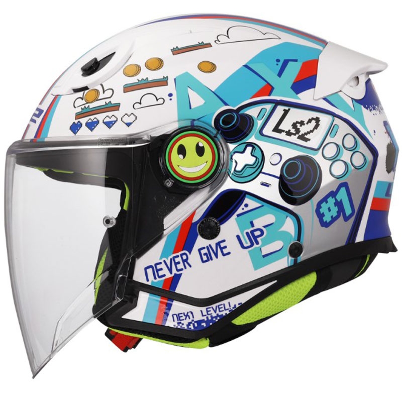Casco da moto aperto per bambini LS2 OF622 Funny II Next Level bianco lucido