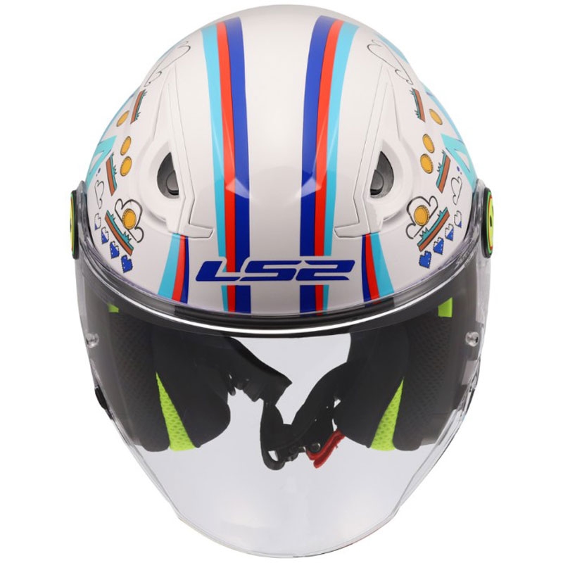 Casco da moto aperto per bambini LS2 OF622 Funny II Next Level bianco lucido