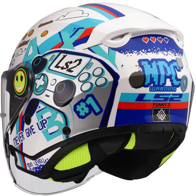 Casco da moto aperto per bambini LS2 OF622 Funny II Next Level bianco lucido