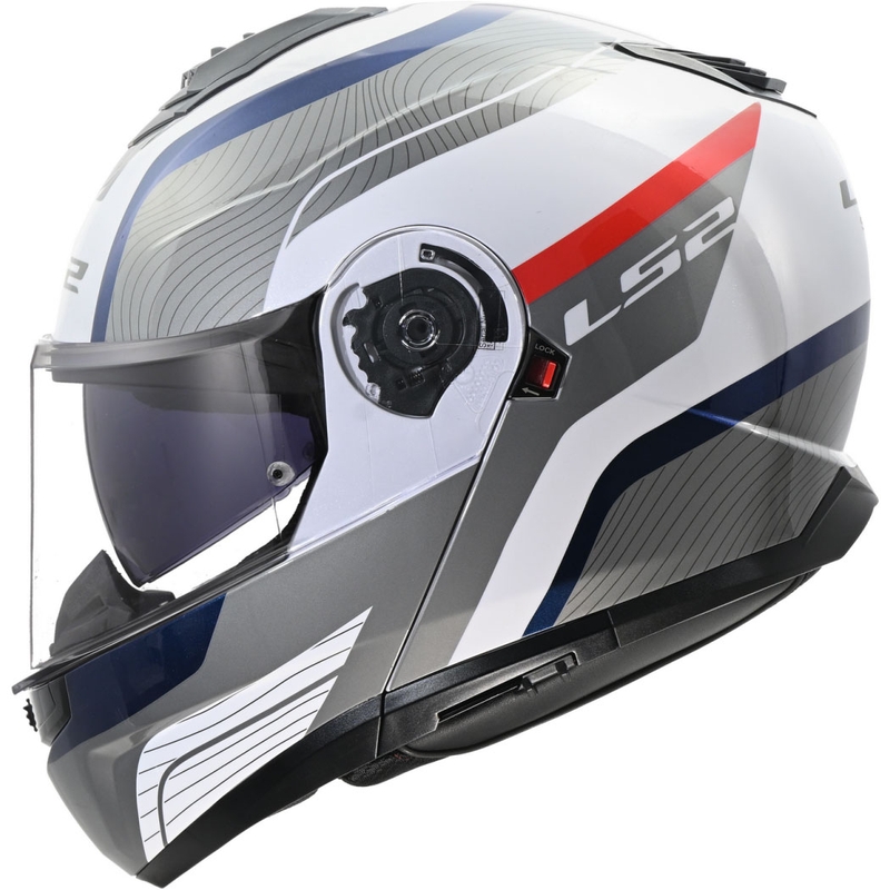 Casco modulare LS2 FF908 Strobe II Monza bianco-blu-rosso lucido