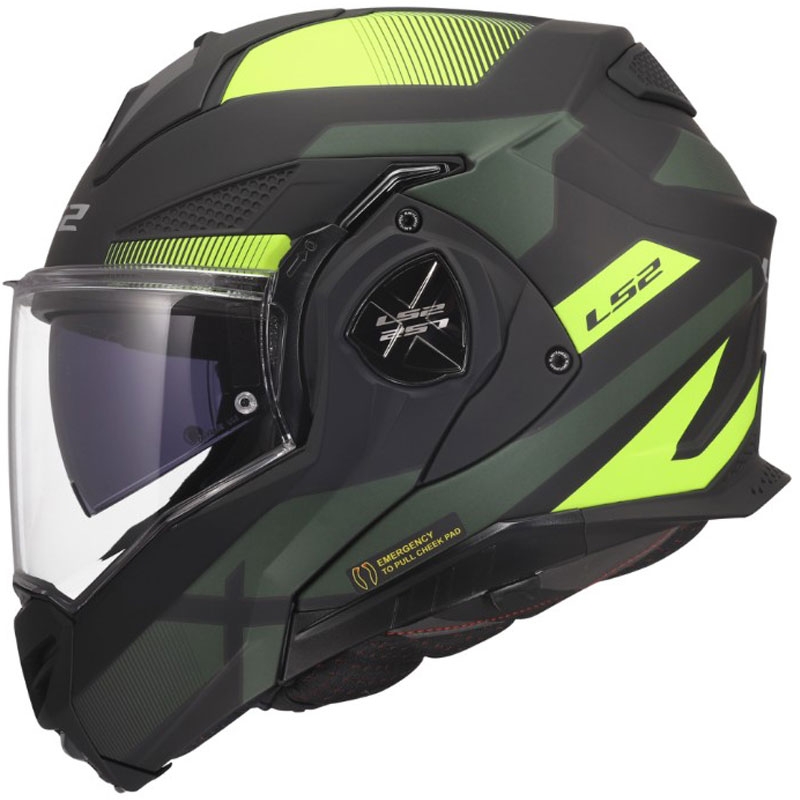Casco moto modulare LS2 FF901 Advant X Nova giallo fluo opaco-nero