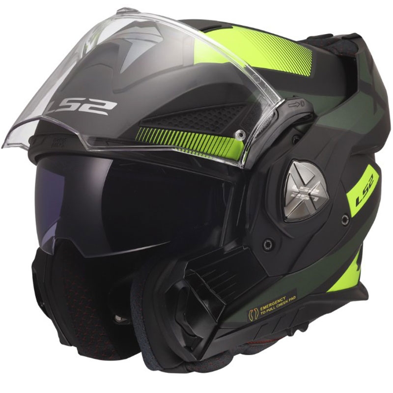Casco moto modulare LS2 FF901 Advant X Nova giallo fluo opaco-nero