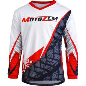 Maglia da motocross per bambini MotoZem Ground MX bianco-nero-rosso