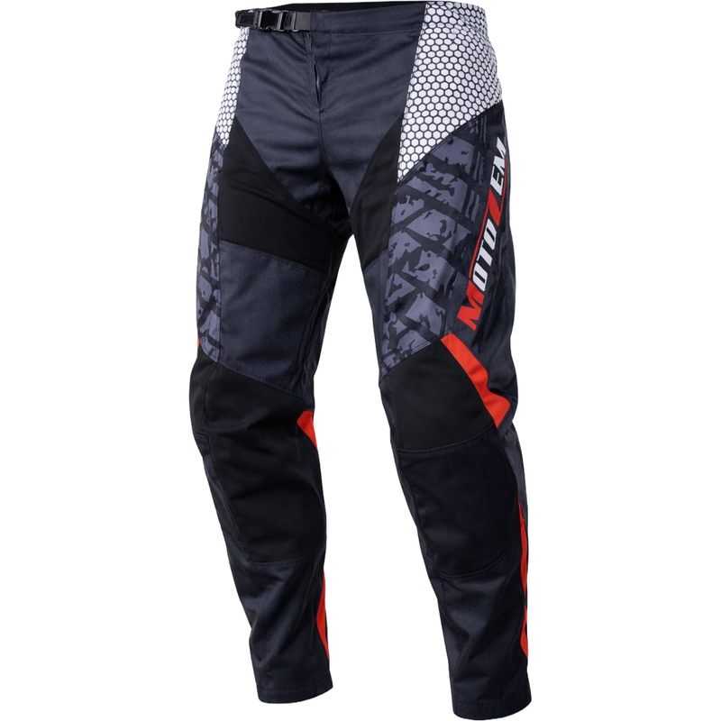 Pantaloni da motocross MotoZem Ground MX neri-bianchi-rossi