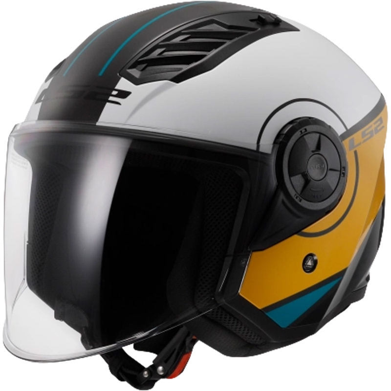 Casco moto aperto LS2 OF616 Airflow II Cover bianco lucido-marrone