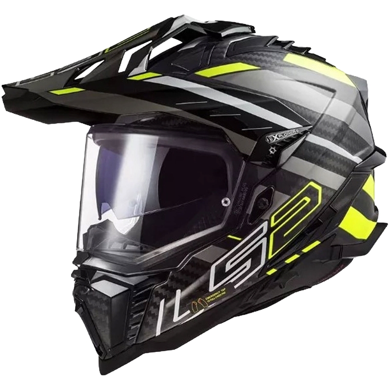 Casco enduro LS2 MX701 Explorer C Edge 06 nero-grigio-giallo fluo