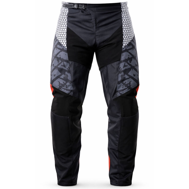Pantaloni da motocross MotoZem Ground MX neri-bianchi-rossi