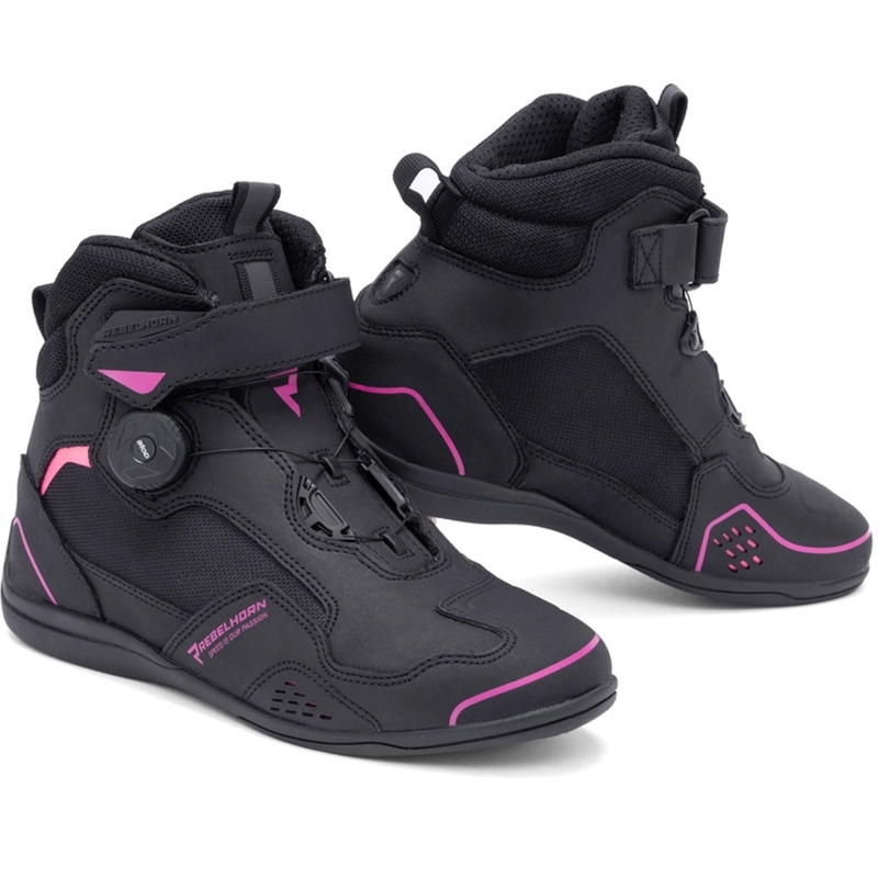 Stivali da moto da donna Rebelhorn Spark II neri e rosa