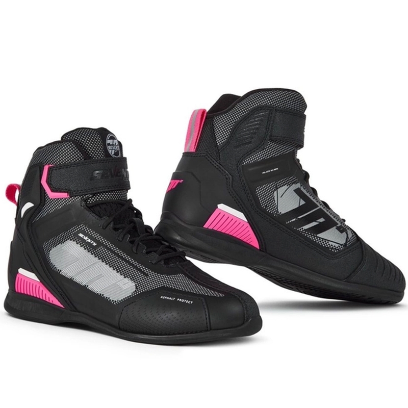 Stivali da moto SEVENTY DEGREES SD-BR2 Veloce nero e rosa