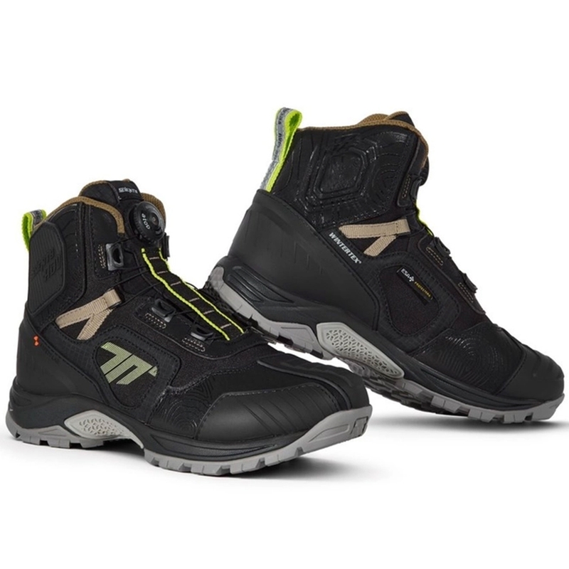 Stivali da moto SEVENTY DEGREES SD-BA7 Stelvio Low nero-sabbia-giallo fluo