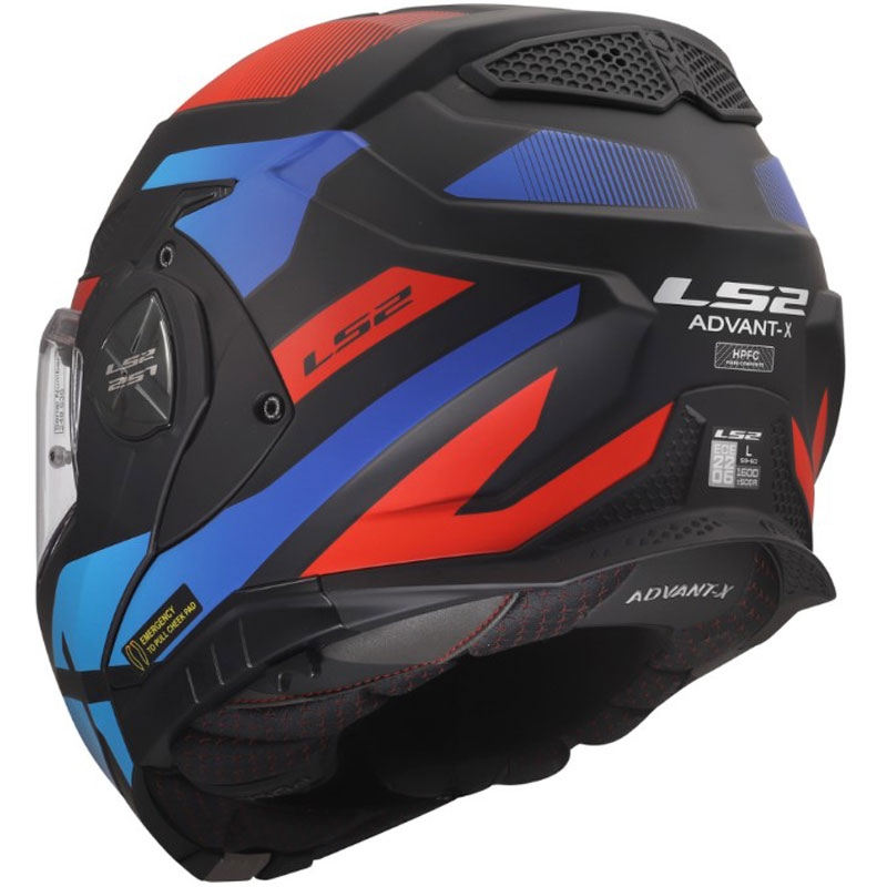 Casco moto modulare LS2 FF901 Advant X Nova nero opaco-rosso-blu